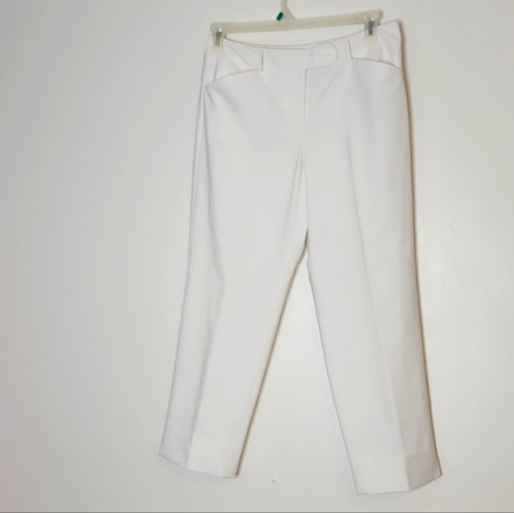 NEW Talbots Cotton Straight Leg Pants Classic Crop Split Hem Preppy Summer Chic - Picture 7 of 13